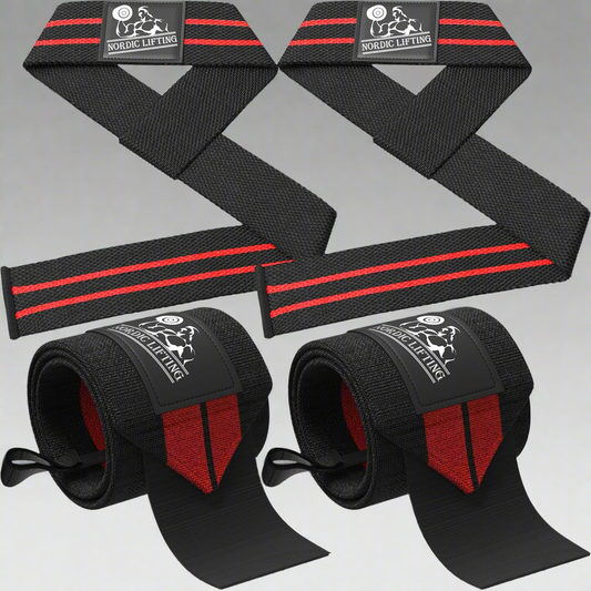 Wrist Wraps + Lifting Straps Bundle (2 Pairs) for Weightlifting, Cross Training, Workout, Gym, Powerlifting, Bodybuilding - Support for Men/Women, Avoid Injury during Weight Lifting