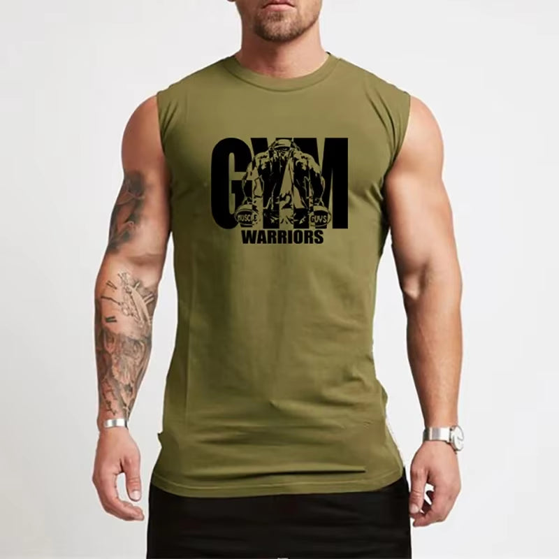 Gym Tank Top Mens Fitness Clothing Compression Vest Cotton Bodybuilding Stringer Tanktop Muscle Singlet Workout Sleeveless Shirt