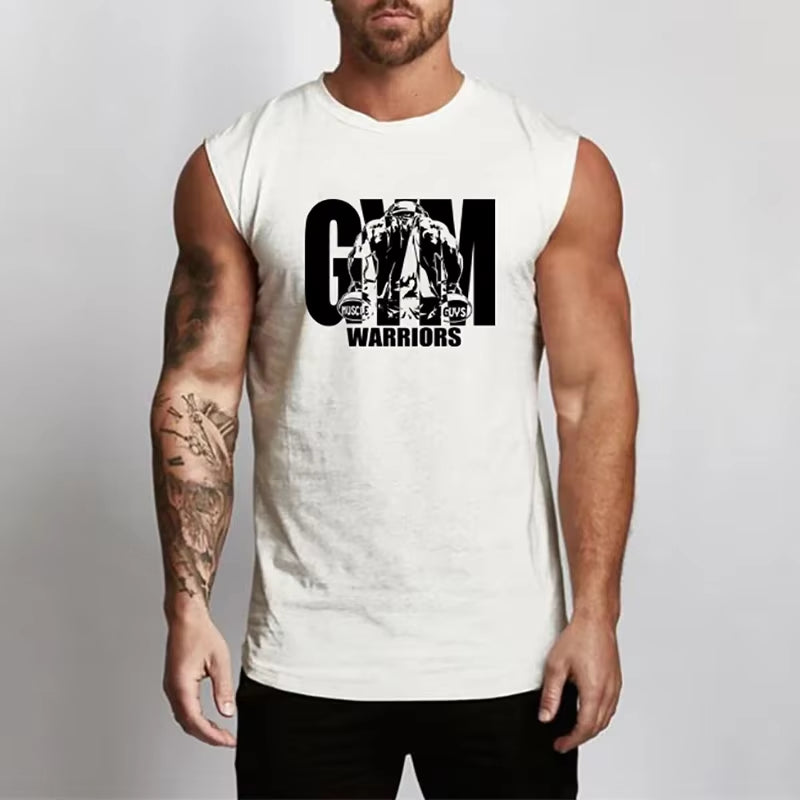 Gym Tank Top Mens Fitness Clothing Compression Vest Cotton Bodybuilding Stringer Tanktop Muscle Singlet Workout Sleeveless Shirt