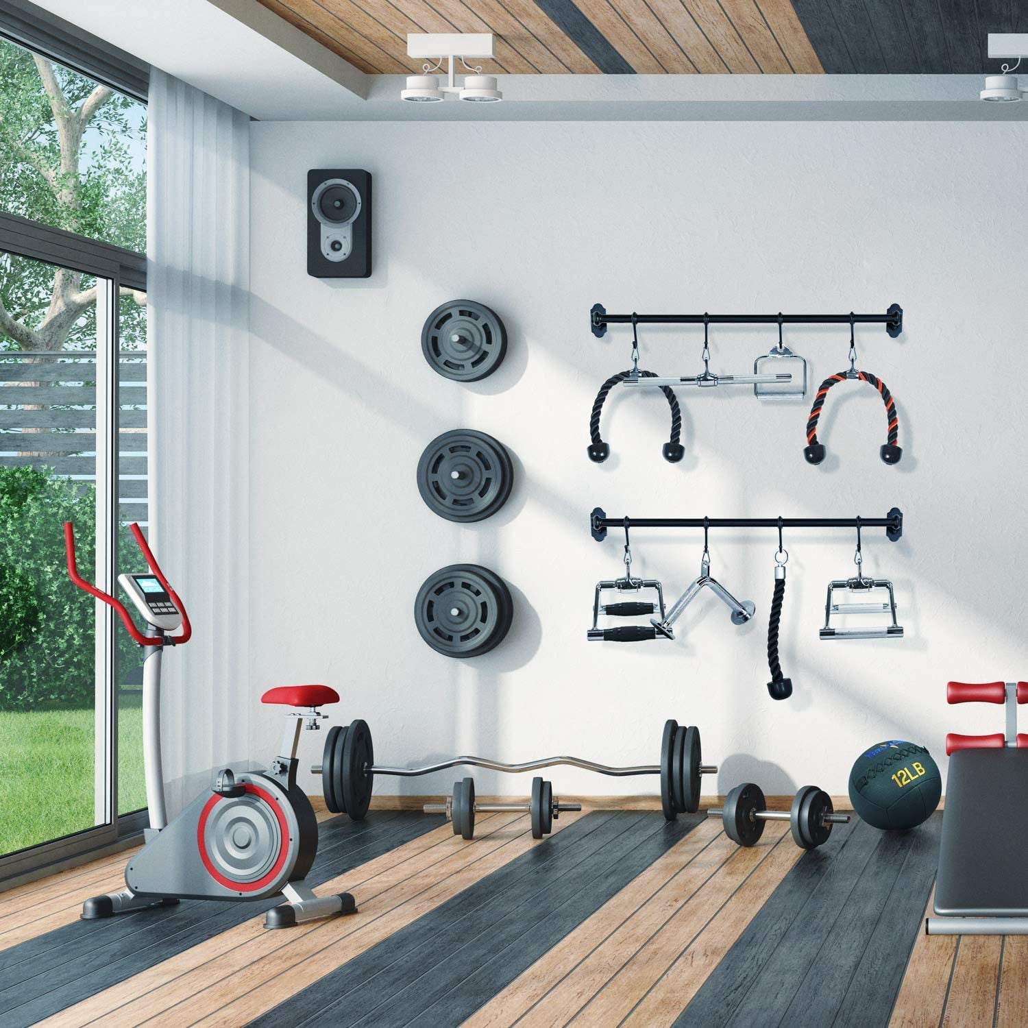 Professional Cable Machine Attachments: Tricep Straight Bar, V Bar, and LAT Pulldown Accessories - Supports Up to 880 lbs for Home Gym Use