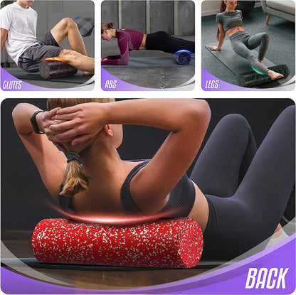 High-Density round Back Roller Foam, Exercise Foam Roller for Yoga, Pilates & Stretching - 12, 18, 24, 36 Inch