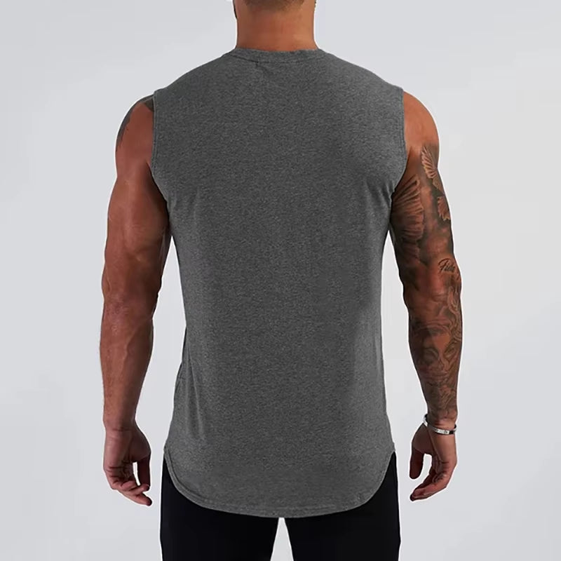 Gym Tank Top Mens Fitness Clothing Compression Vest Cotton Bodybuilding Stringer Tanktop Muscle Singlet Workout Sleeveless Shirt